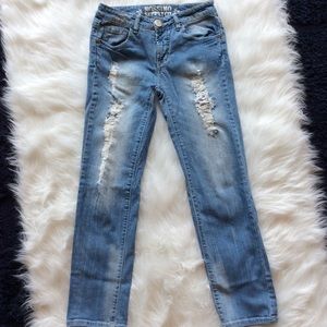 Distressed denim jeans ripped light wash size 1 XS